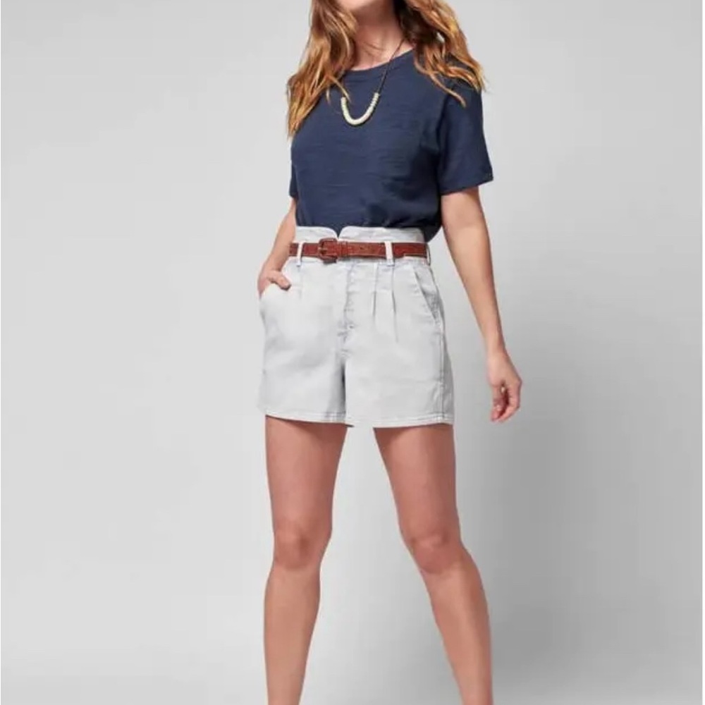 High-Rise Light Gray Women's Shorts